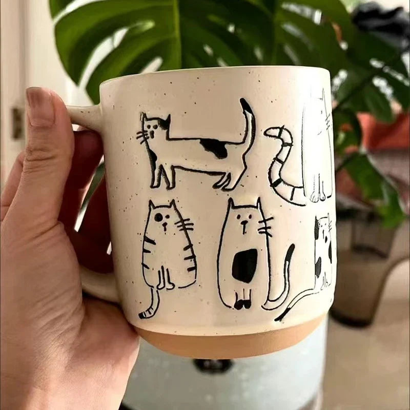 Creative Cartoon Ceramic Mug: Large Capacity, High Temperature Resistant