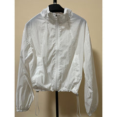 Jacket Female Collar Drawstring Zipper Long Sleeve Sun Protective Sports Coat