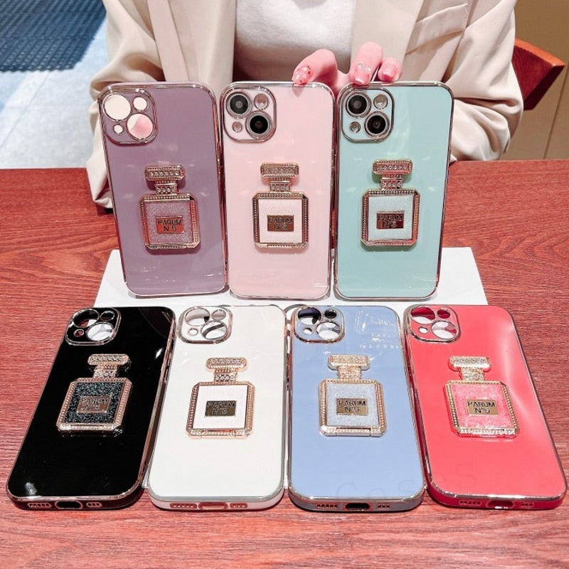 Bling Perfume  Holder Phone Case For iphone  Bracket Plating Cover