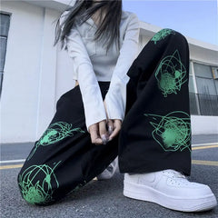 Autumn Vintage New Pocket Elastic Waist Streetwear Fashion Loose Trousers