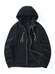 Jacket Men Winter Unisex Hooded Windbreaker with Thick Warm Fleece Coat