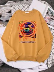 Colorful Eye Illustration With Melting Happy Face Print Men Sweatshirt Pullover Fashion