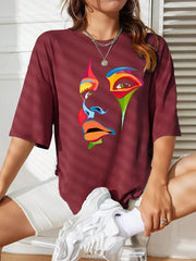 Lady Face Design T-Shirt Casual
