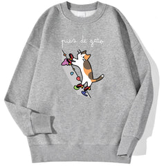 Brave Climbing Cat Printing Men Pullover Casual Trend Hoodies Harajuku