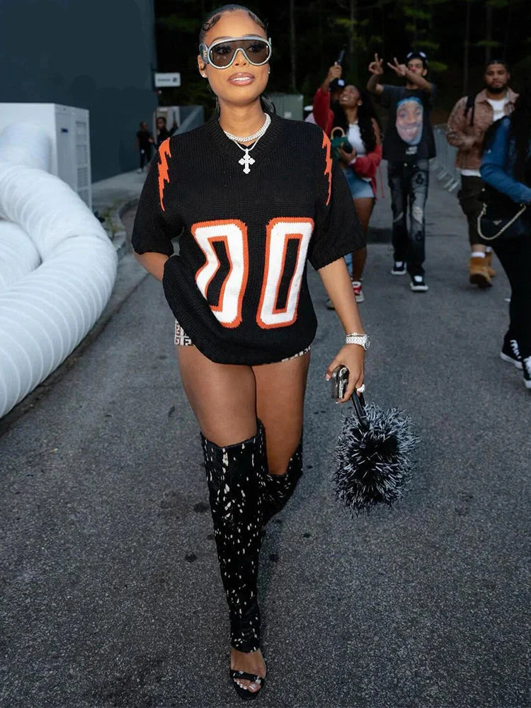 Here To Dominate Short Sleeve Sweater Top