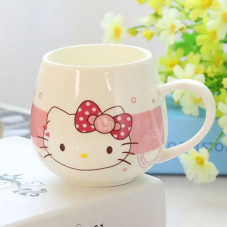 Cute Doraemon Hello Kitty Mug Ceramic Cup Fat Belly Cup Lovers Cup Creative Cartoon Bulb
