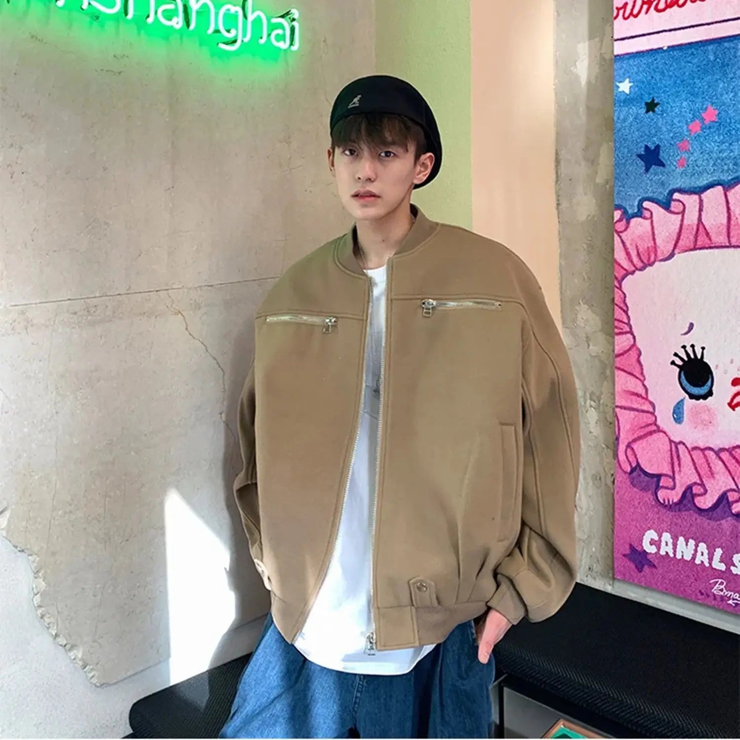Zip in Style American Spring/Autumn Fashion Jackets for Couples Y2K Inspired