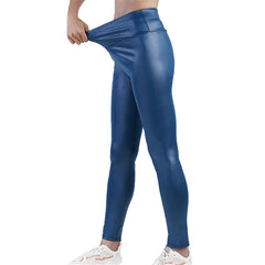 Sexy Legging Punk Black Skinny Pants Fashion High Waist Stretch Push Up Wet Look Ankle-Length Gym