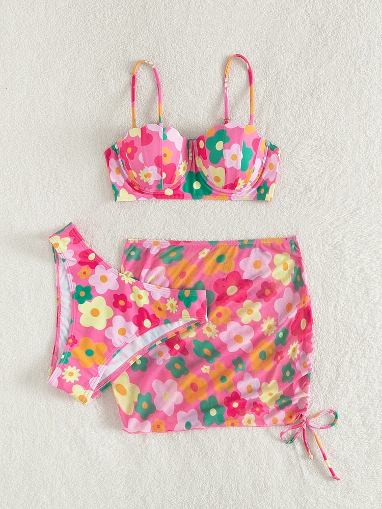 Bikini Set Floral Print Swimwear Women Bathing Suit