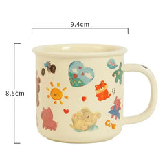 Homemade Creative Cream Ceramic Mug Oil Painting Cartoon Little Bear