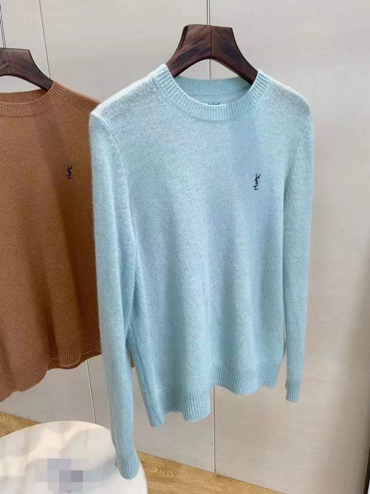 Spring And Autumn Knitted Embroidery Pullover Round Neck V-Neck Long Sleeve Luxury
