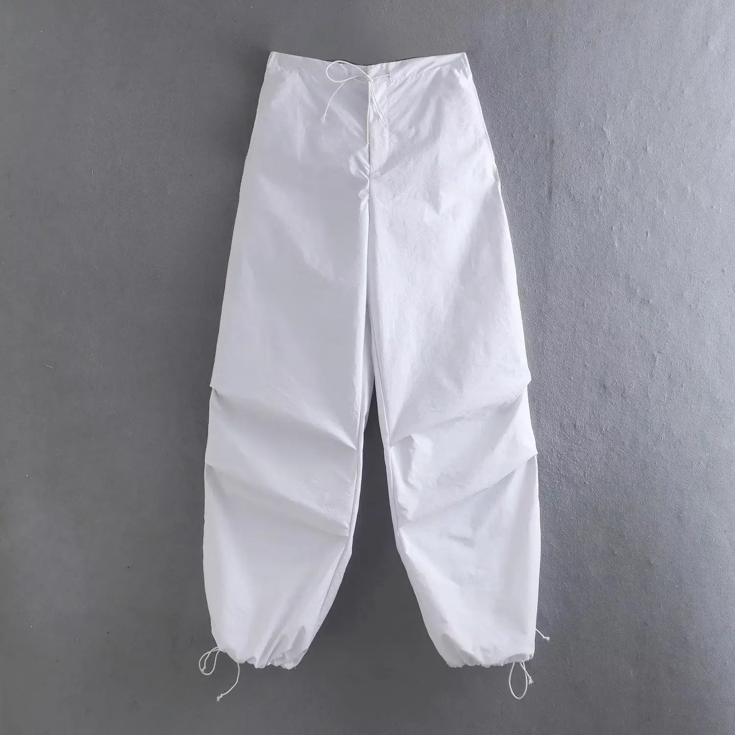 Autumn New Retro High Waist Jogging Pants Drawstring Foot Pleated Decoration Casual