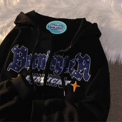 Y2K Aesthetic Cardigan Hoodies Retro American Style for Women