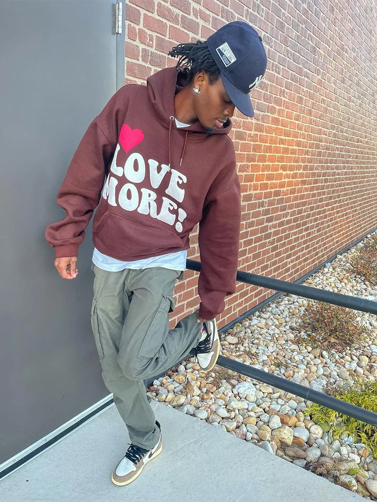 Men Casual Hoodies Print Letter Tops Fashion Streetwear Thick