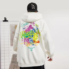 Autumn Graffiti Letter Printed Pullovers Hip Hop Hoodies For Men