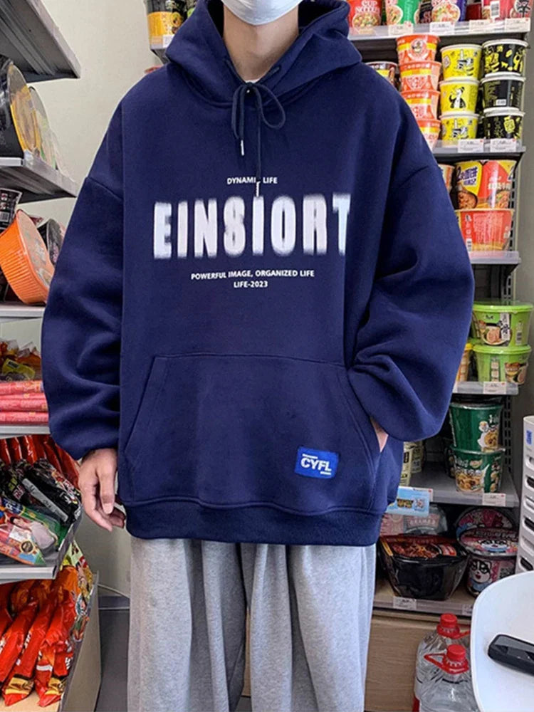 Spring Retro Letter Printed Hoodies Hombre 2024 New Personality Loose Streetwear