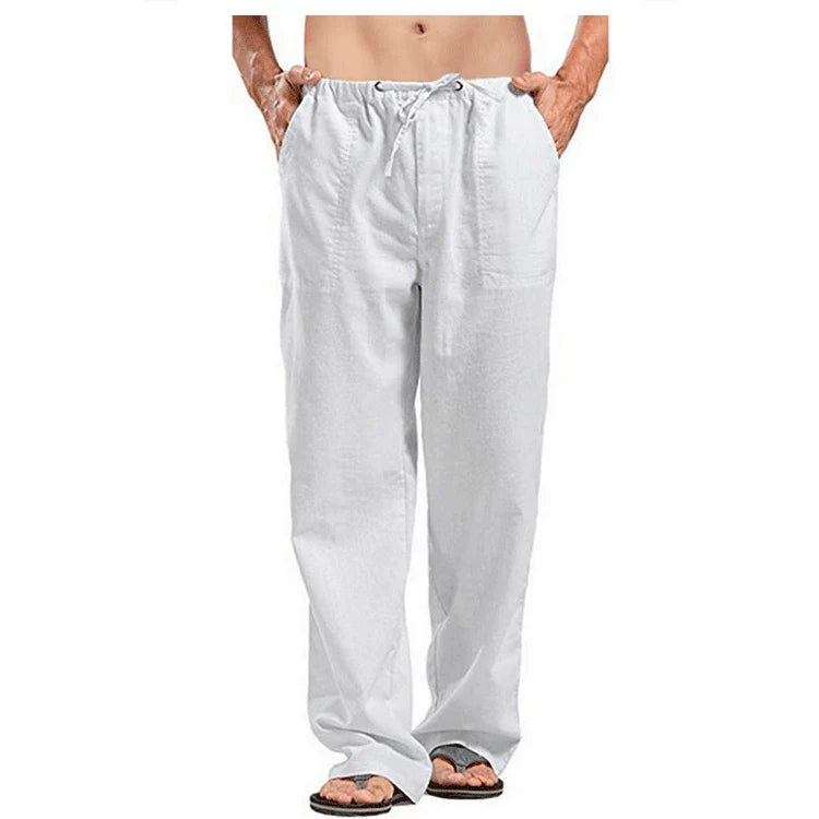 Casual Solid Color Breathable Linen Pant Men