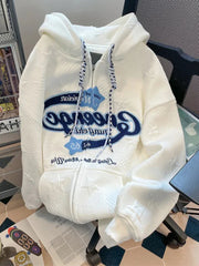 Letter Print Hoodie Korean Preppy Style
