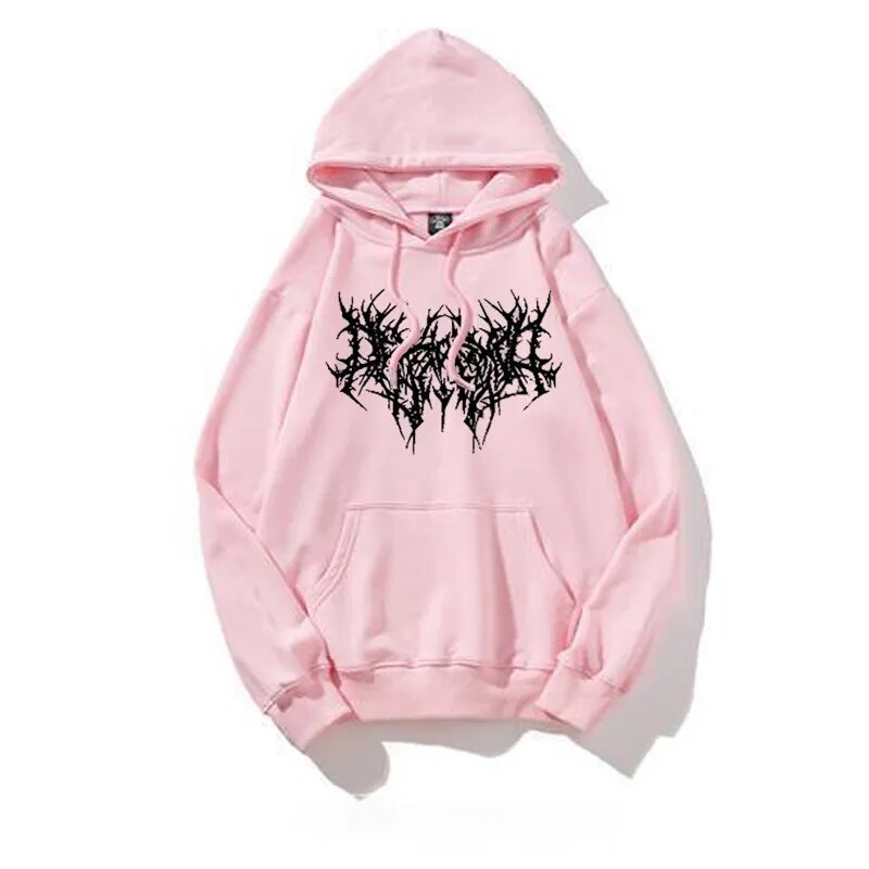 Y2K Print Hoodie Women Gothic Tops