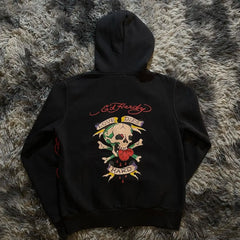 Zip Up Goth Vintage Print Harajuku Streetwear Y2k Grunge Gothic Grunge Loose Tops Skull