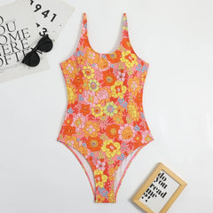 bikini printed tight backless swimsuit for women