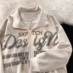 Women's Y2K Inspired Letter Print Cardigan - Harajuku Fashion Jacket