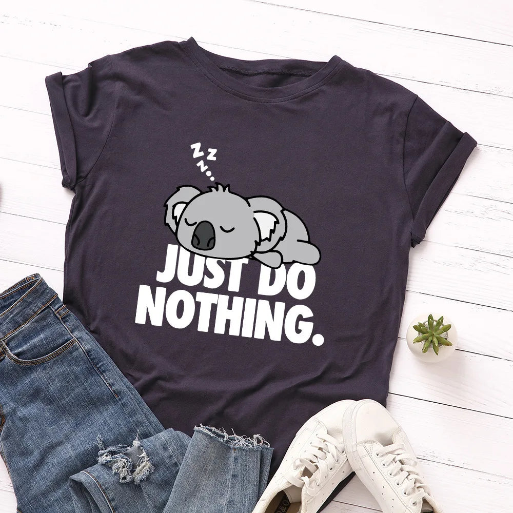 Just Do Nothing Koala Print Tshirt