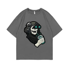 Men's Gothic Vintage Skeleton Coffee Graphic Print Tee