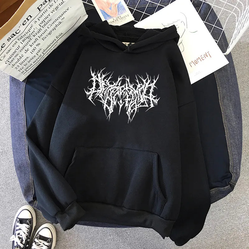 Y2K Print Hoodie Women Gothic Tops