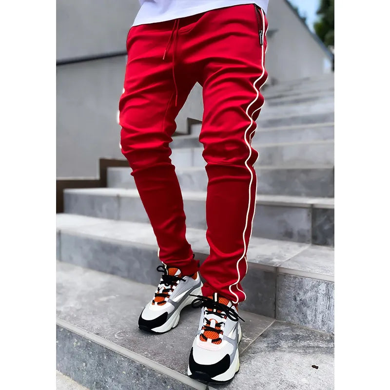 Men's Workwear Pants Elastic Reflective Sports Fitness