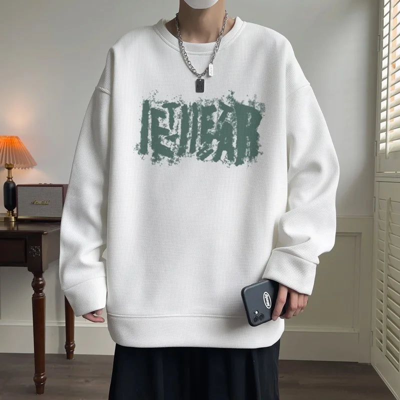 Autumn New Harajuku Sweatshirts Streetwear Letter Graphic Round Neck Korean Crewneck Hoodie