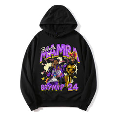 Bryan Three Peat Tribute Print Graphic Cotton Hoodie Basketball Sports Style Long Sleeve Crew Neck