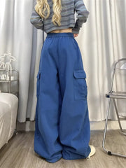 Y2K Fashion Drawstring Casual Cargo Jeans Clothing Straight Wide Leg Sweatpants