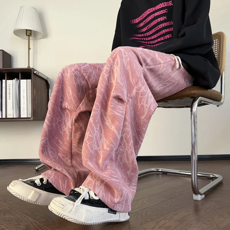 Casual American Corduroy Wide Leg Men Pants