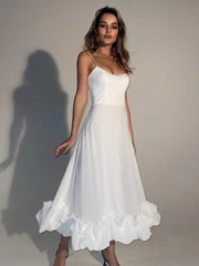 Ravishing Rose: Stunning Spaghetti Strap A-line Dress for Women