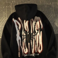Print Hoodie Women Harajuku Gothic Street Loose Cotton Top Streetwear American High Street