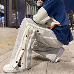 Stay Trendy Korean Version Double-Breasted Slit Pants in Loose Y2K Style