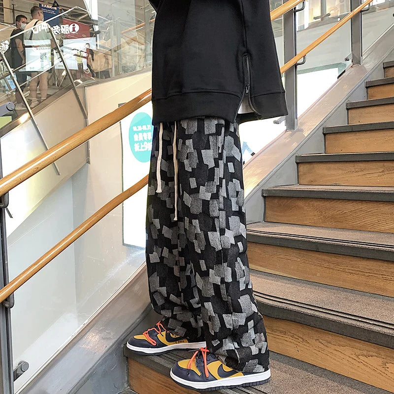 Men's Pants Plaid Scratch Jeans Streetwear