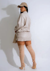 Baddie Alert Leather Two Piece Skirt Set
