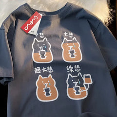 Purrfect Perk: Cozy Cat Coffee Tee with Slouchy Sleeves and Eye-Catching Design