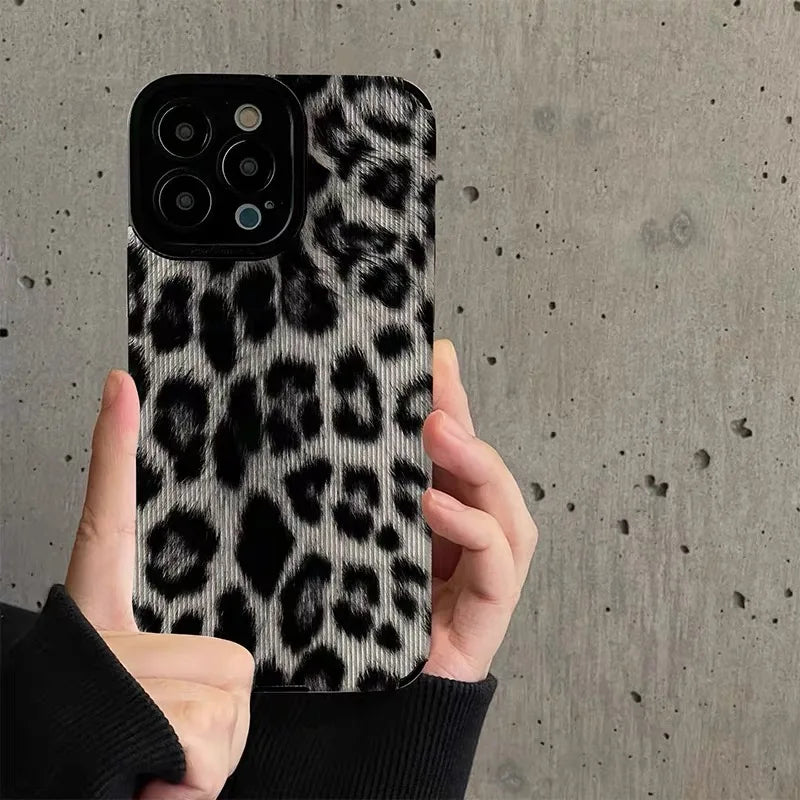 Black Leopard Print Phone Case For iPhone