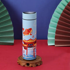 Lion & Dragon Design Smart Thermos Cup: 304 Stainless Steel and China-Chic Style (Red)
