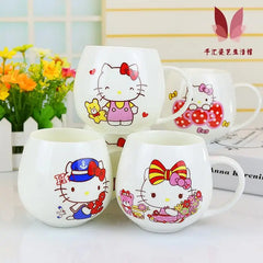 Cute Doraemon Hello Kitty Mug Ceramic Cup Fat Belly Cup Lovers Cup Creative Cartoon Bulb