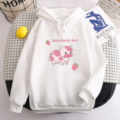 Kpop Strawberry Cow Hoodie Women's