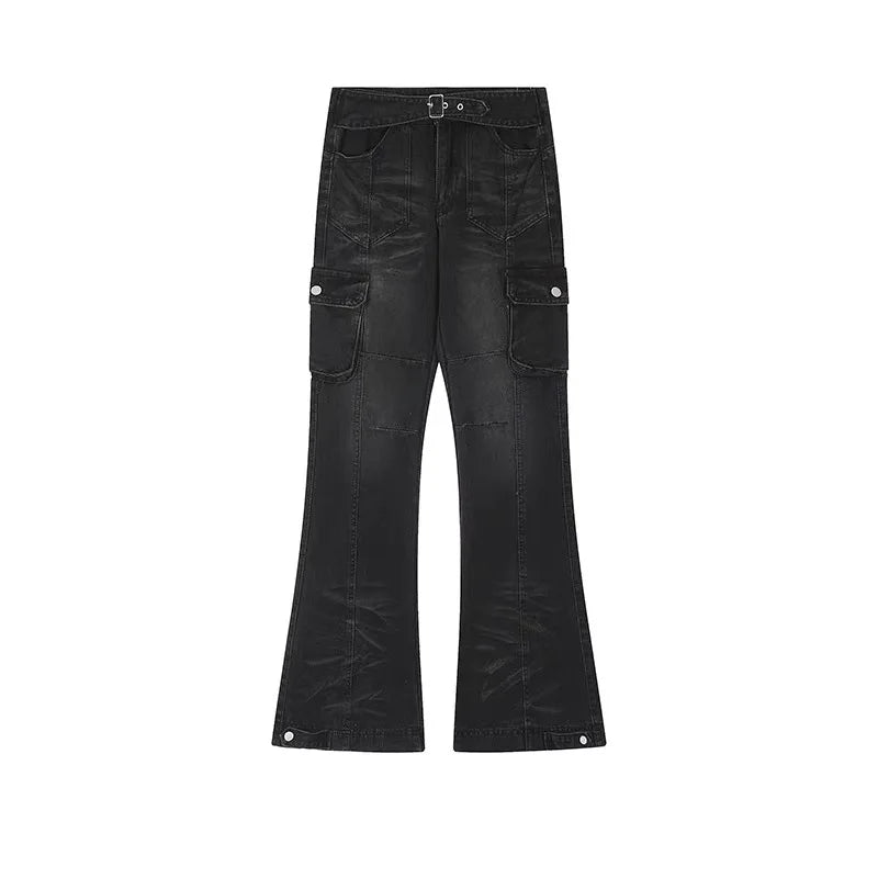 Women's Y2K Vintage Black Flared Jeans Streetwear