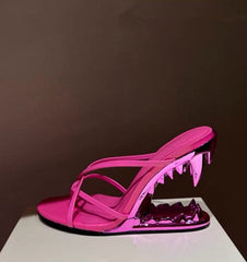 Metal Tooth Heeled Mules