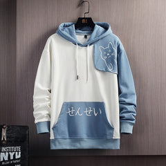 Hoodie Sweatshirt Graphic Graffiti Kanji Cotton Autumn Patchwork Pullover Hoodies