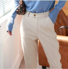 Woolen Pants Harem Pencil Pants 2023 Autumn Winter High Waisted Casual Suit Pants
