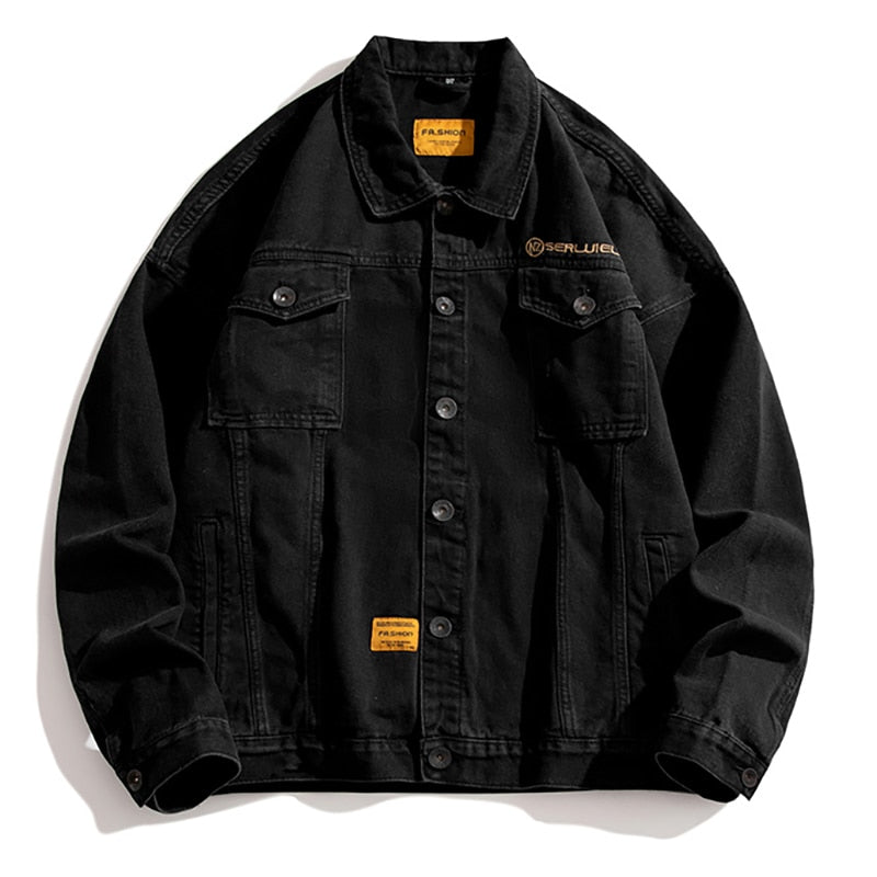 Men Vintage Denim Jacket  Autumn Slim Fit Cowboy Coat Korean Streetwear