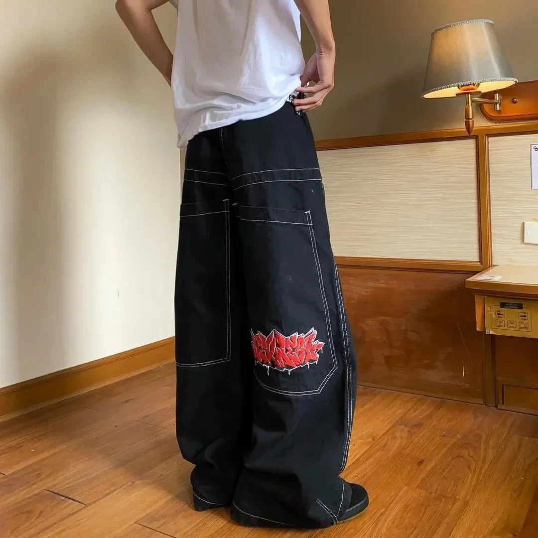 Y2k Men High Waist American Street Wide Leg Hip Hop Fashion